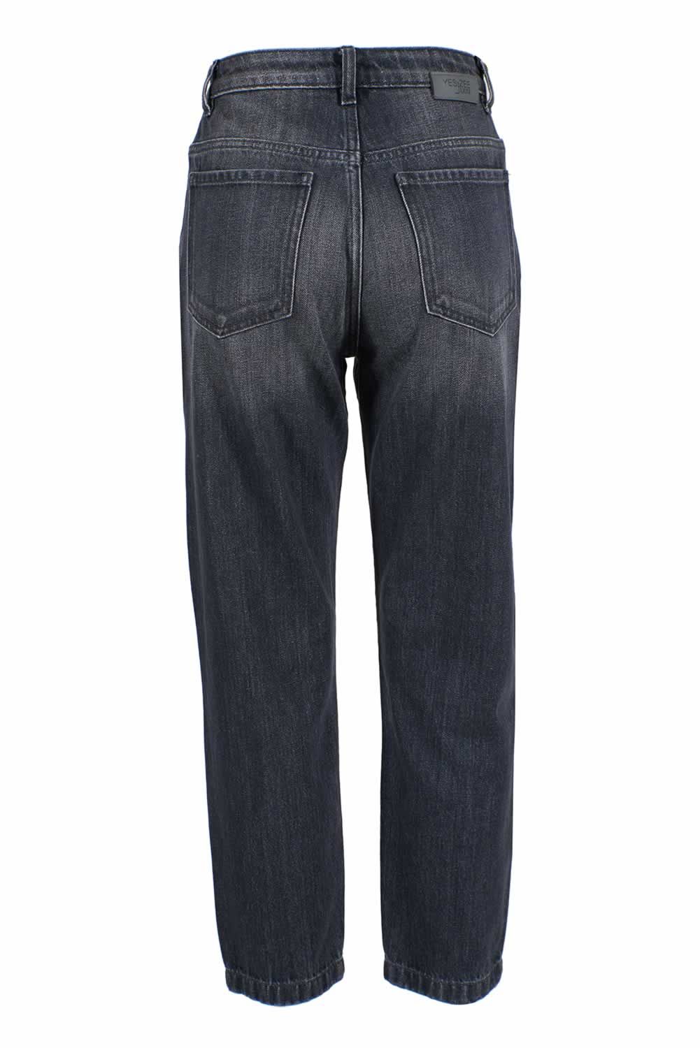 Black Cotton Women High-Waisted Jean Yes Zee