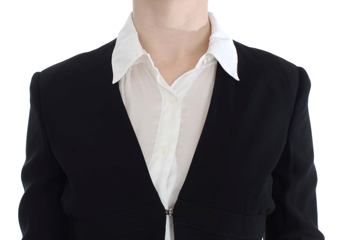 Black Blue Two Piece Suit Skirt & Blazer Exte