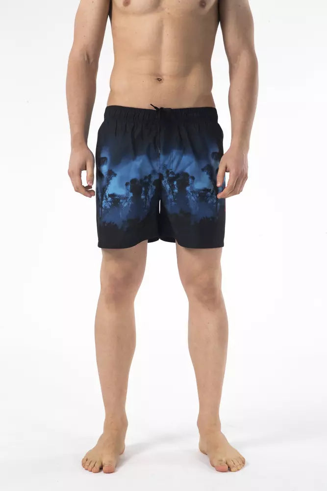 Black Polyester Men Swim Short Just Cavalli
