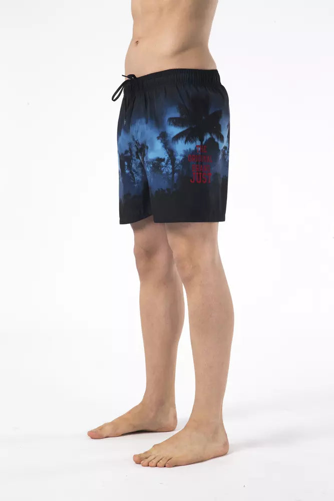 Black Polyester Men Swim Short Just Cavalli