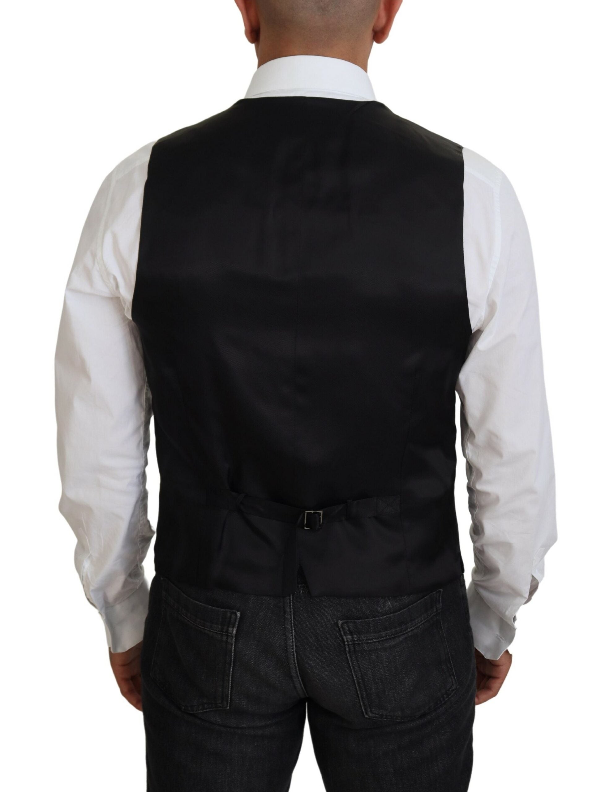 Black Virgin Wool Waistcoat Formal Vest Dolce & Gabbana