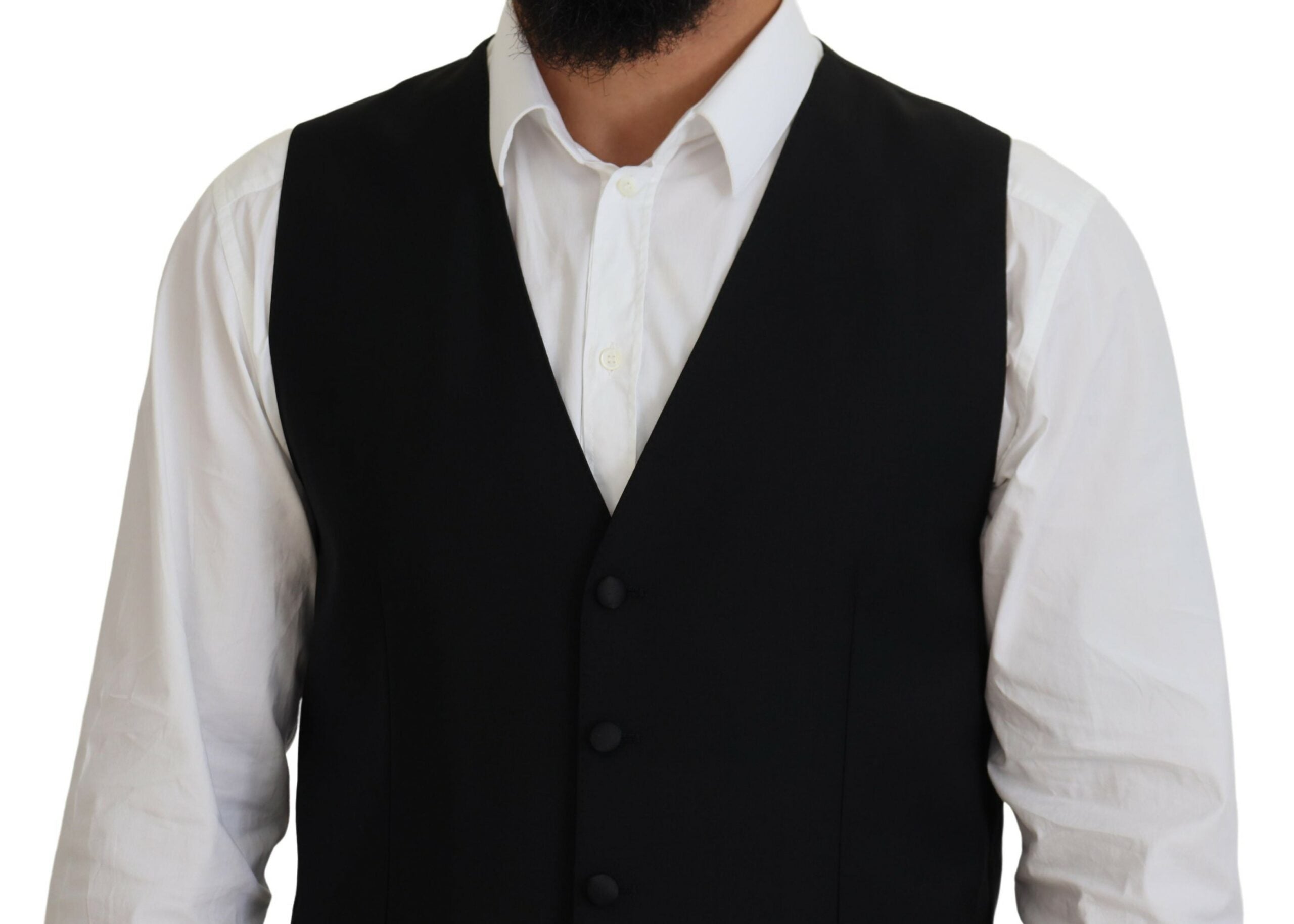 Black Virgin Wool Waistcoat Formal Vest Dolce & Gabbana
