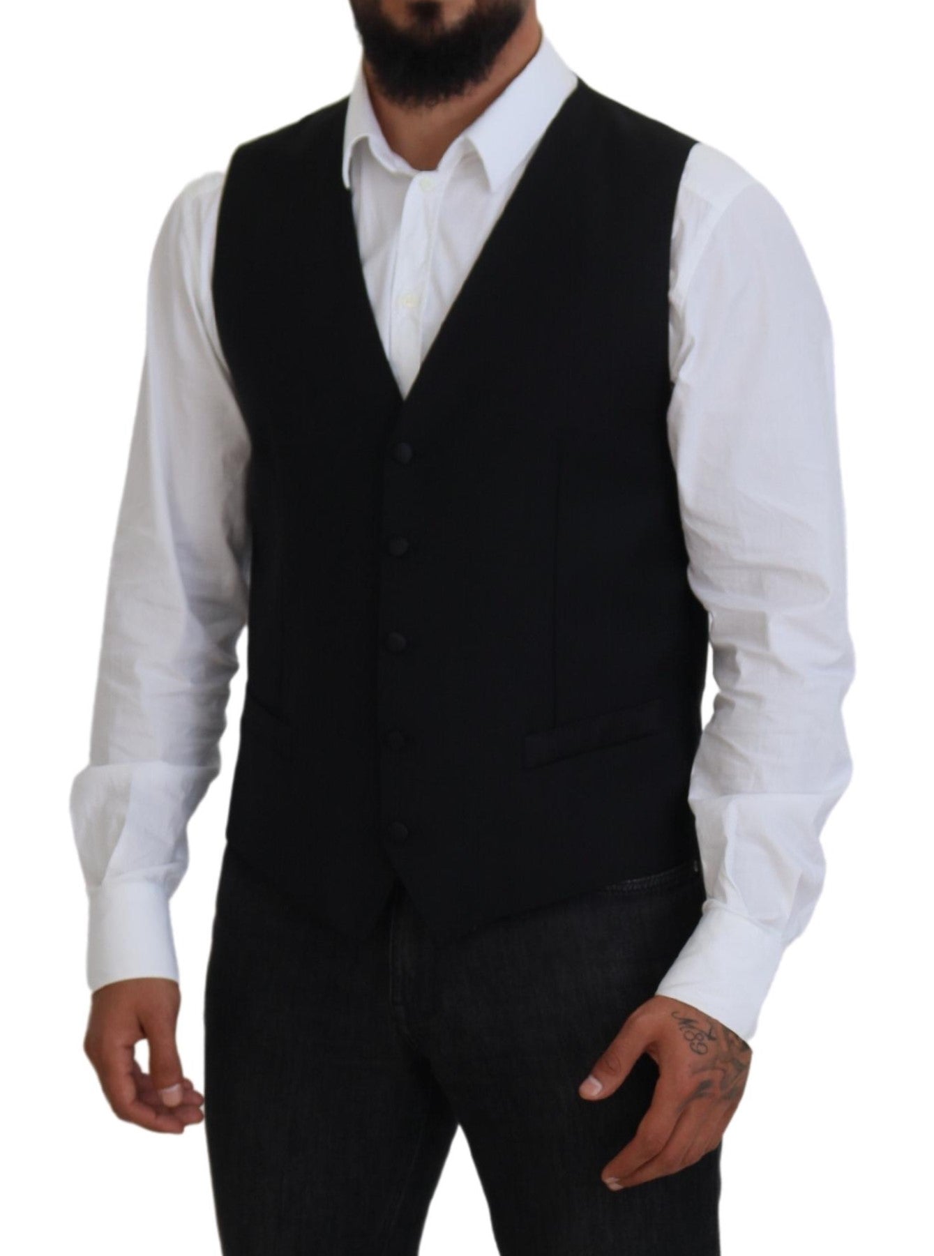 Black Virgin Wool Waistcoat Formal Vest Dolce & Gabbana