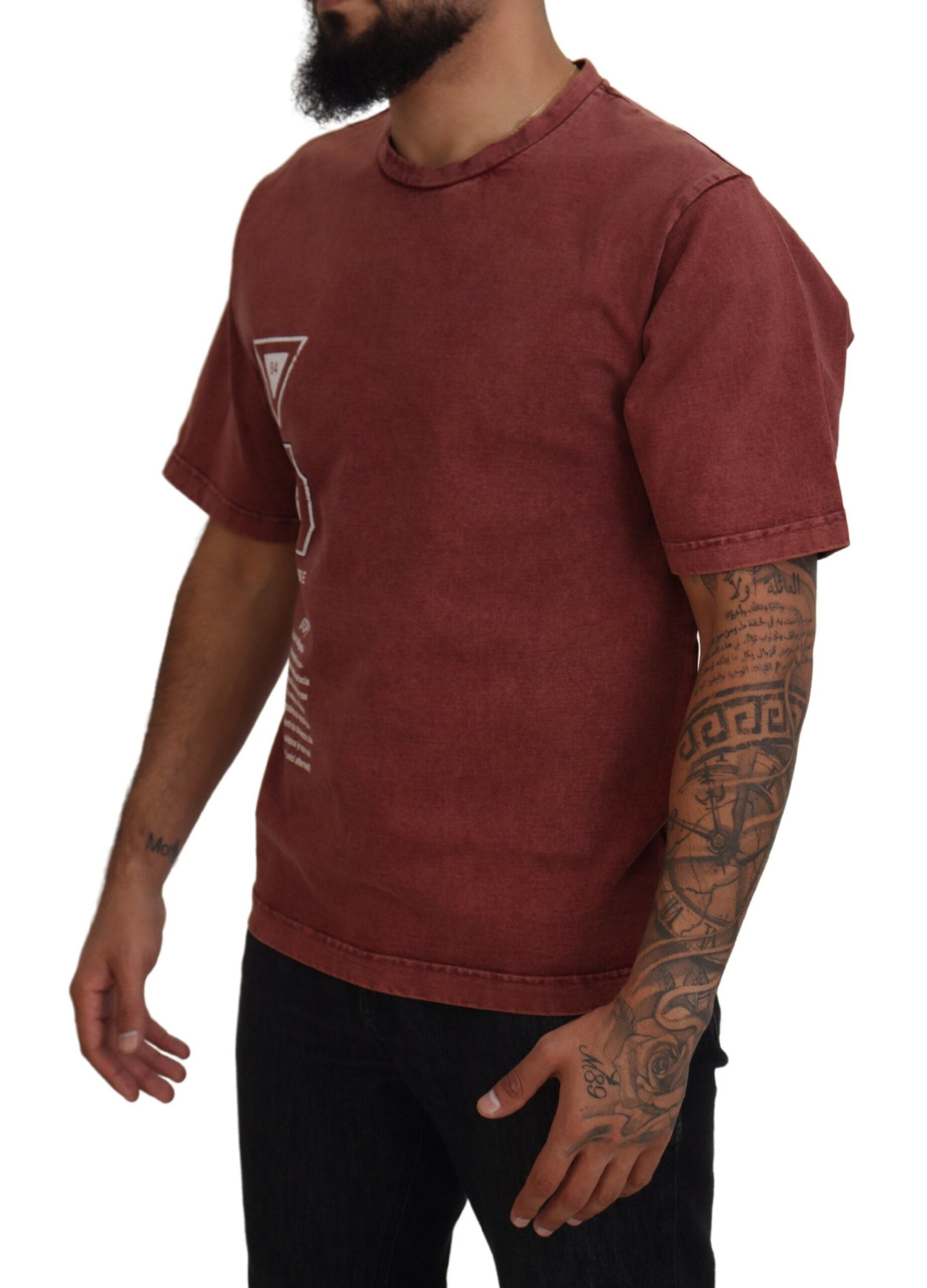 Maroon Print Round Neck Short Sleeves T-shirt Dolce & Gabbana