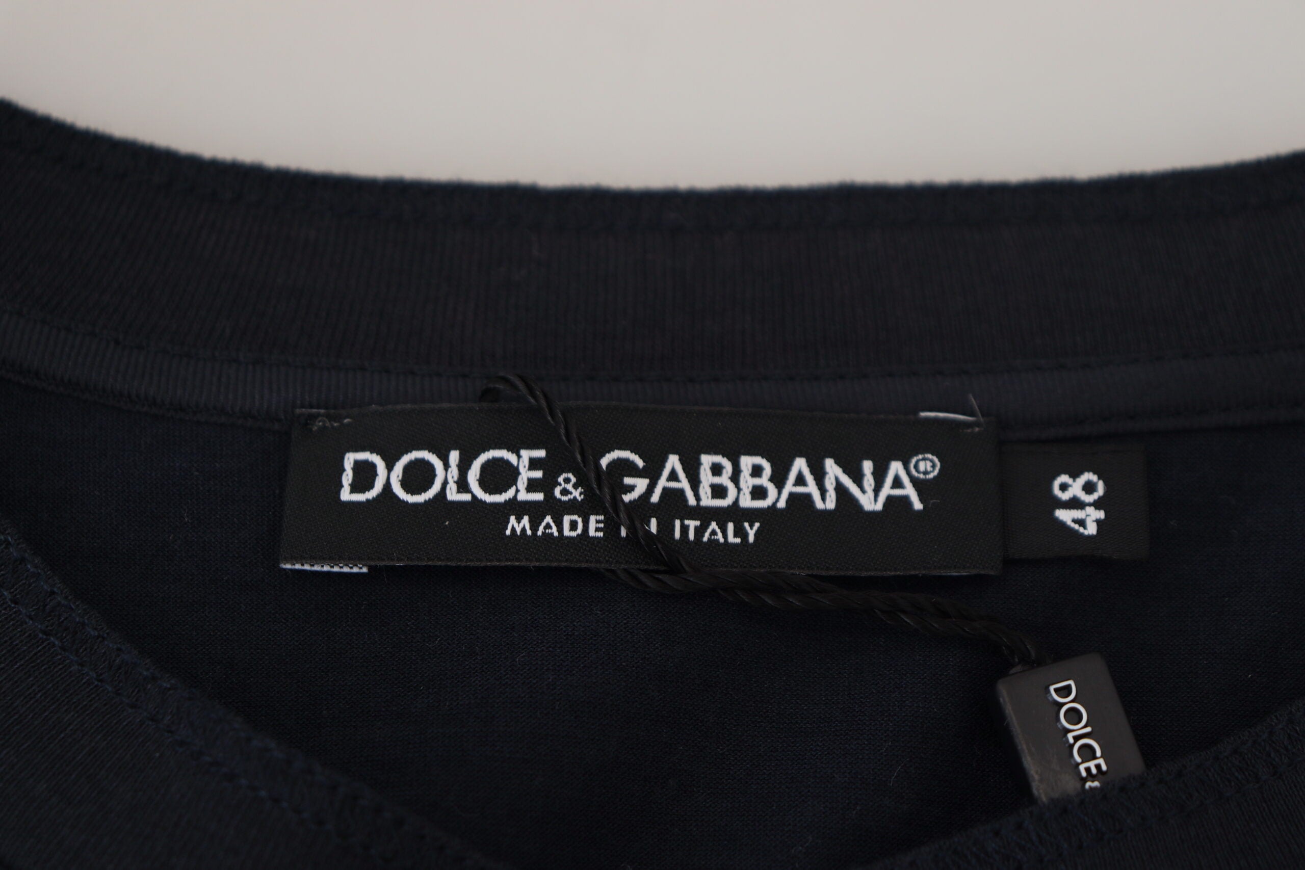 Blue Cotton Button Crewneck Pullover Sweater Dolce & Gabbana