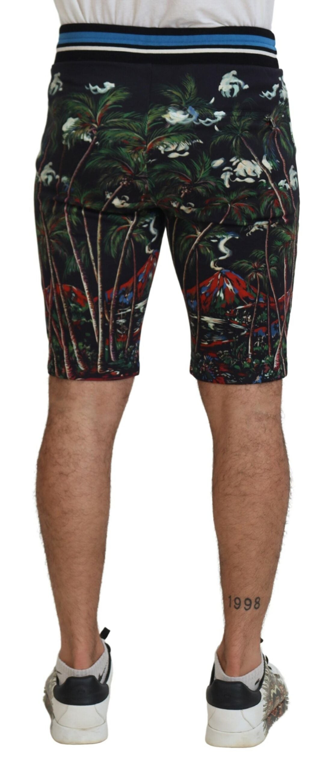 Black Cotton Volcano Print Casual Shorts Dolce & Gabbana