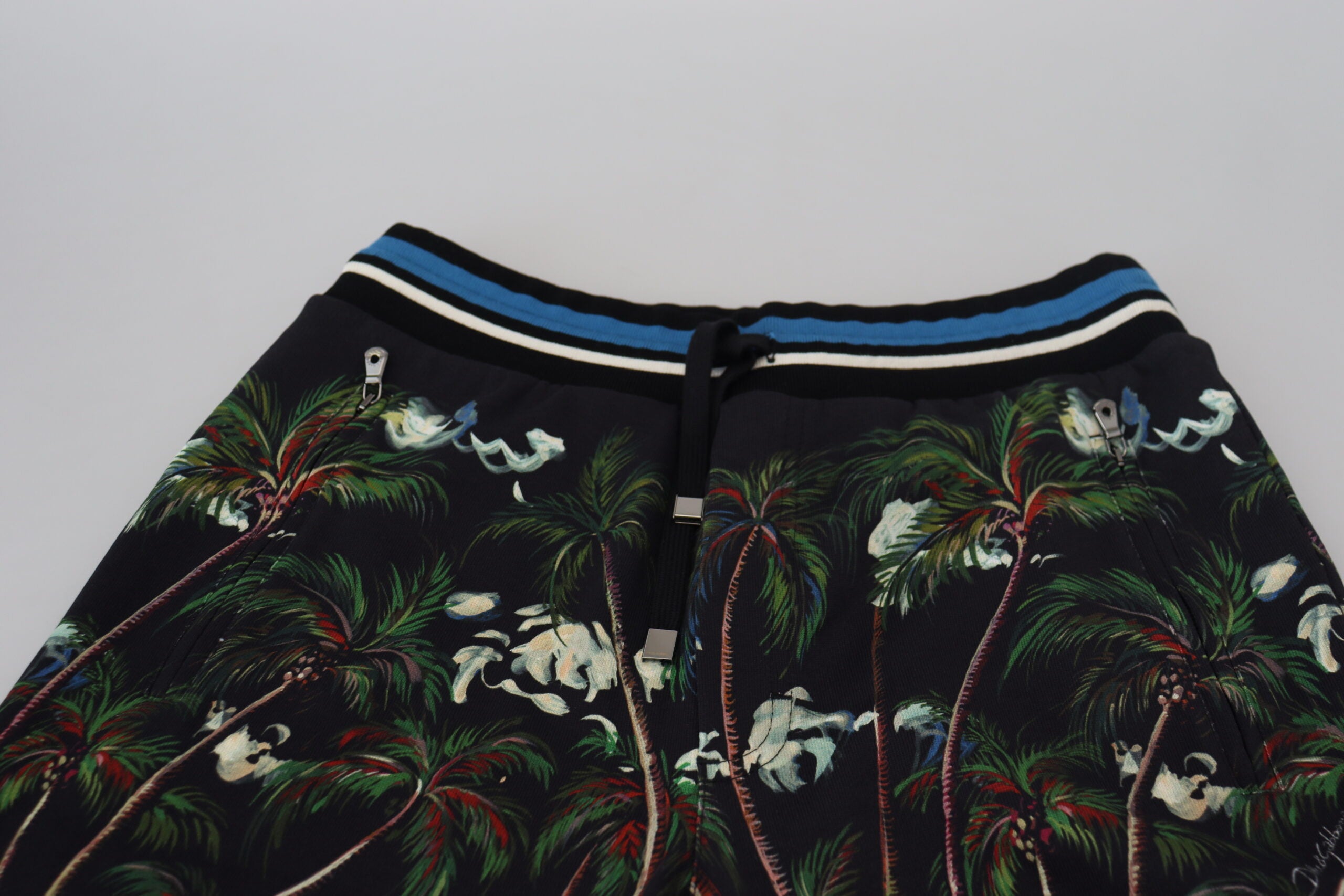 Black Cotton Volcano Print Casual Shorts Dolce & Gabbana