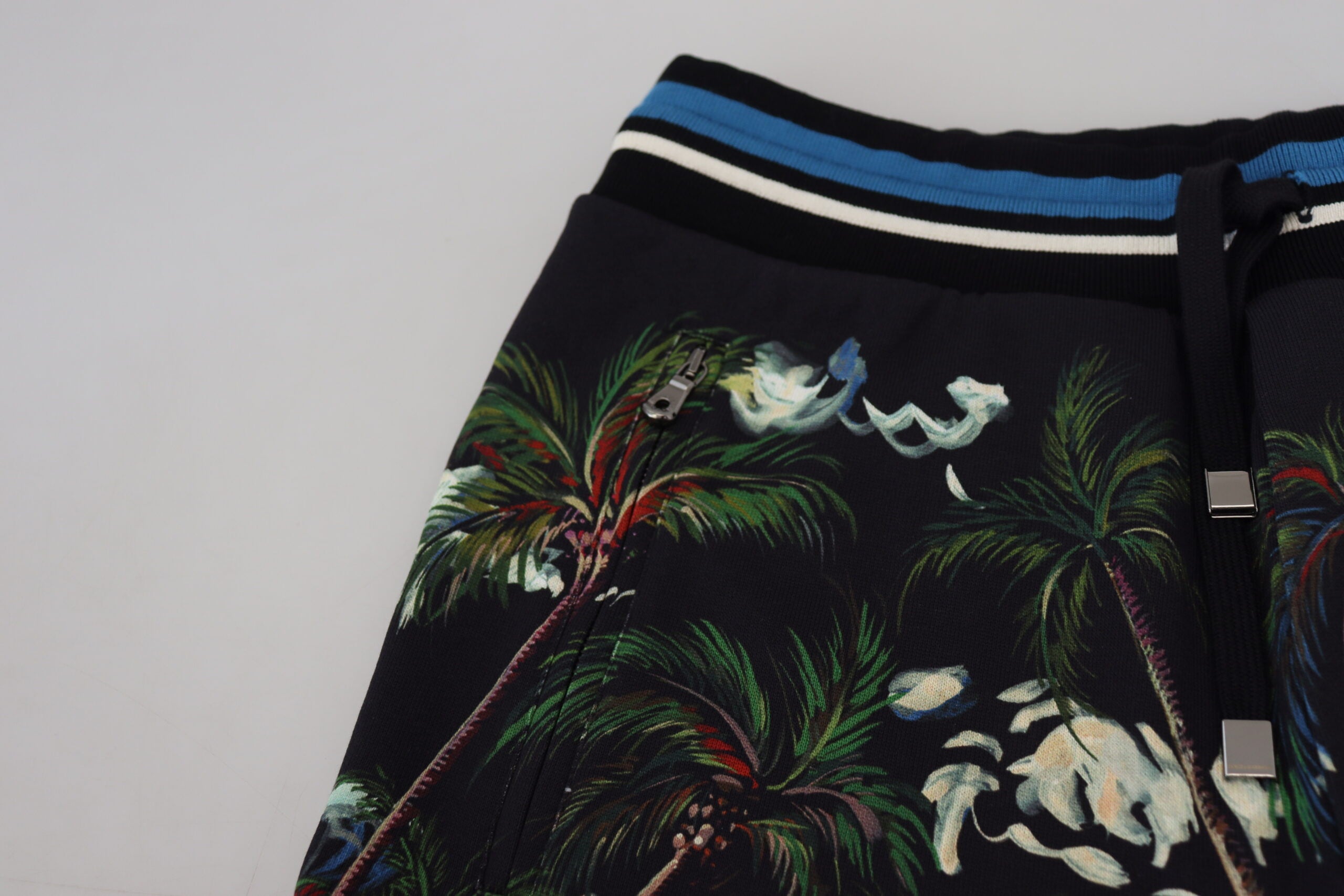 Black Cotton Volcano Print Casual Shorts Dolce & Gabbana