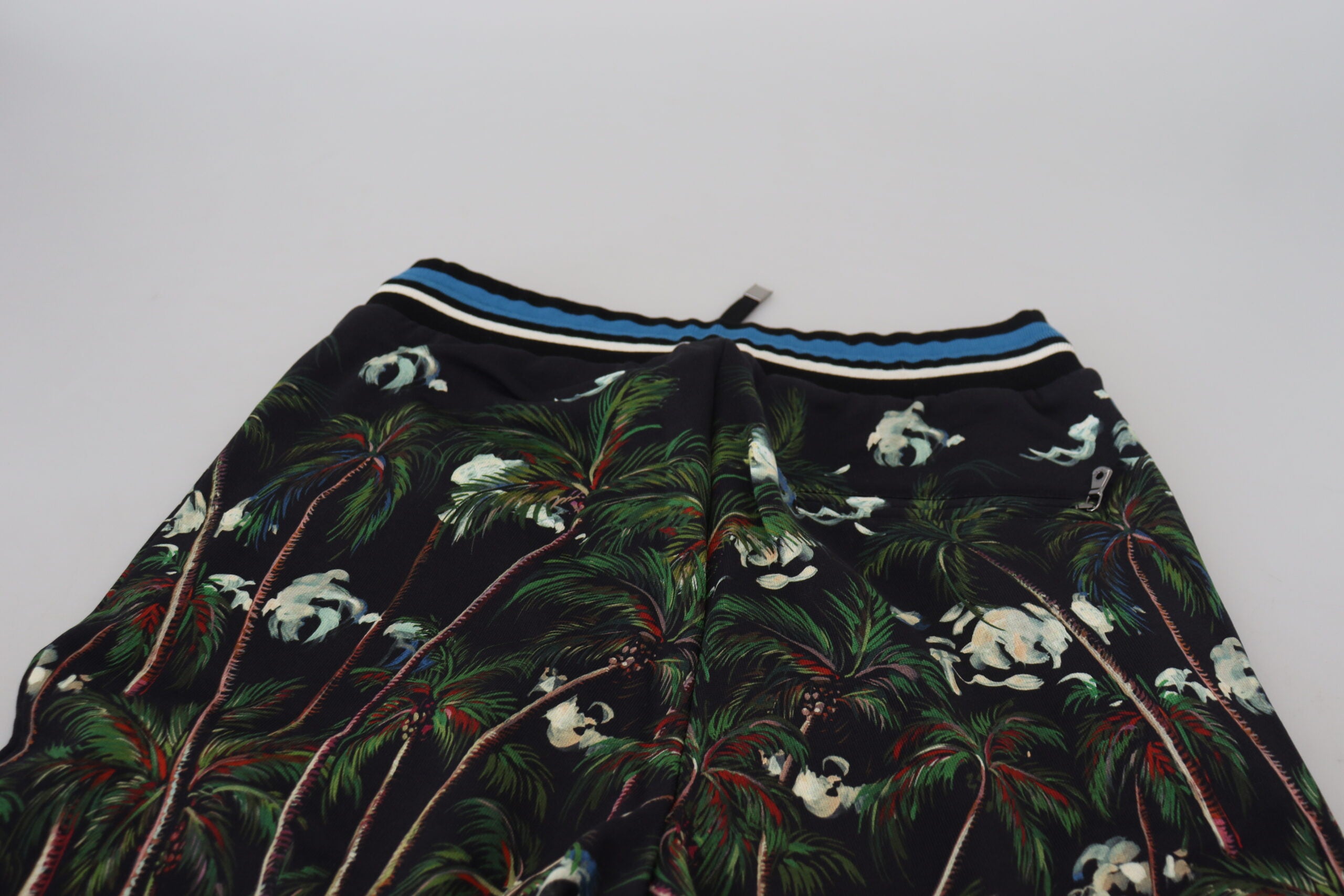 Black Cotton Volcano Print Casual Shorts Dolce & Gabbana