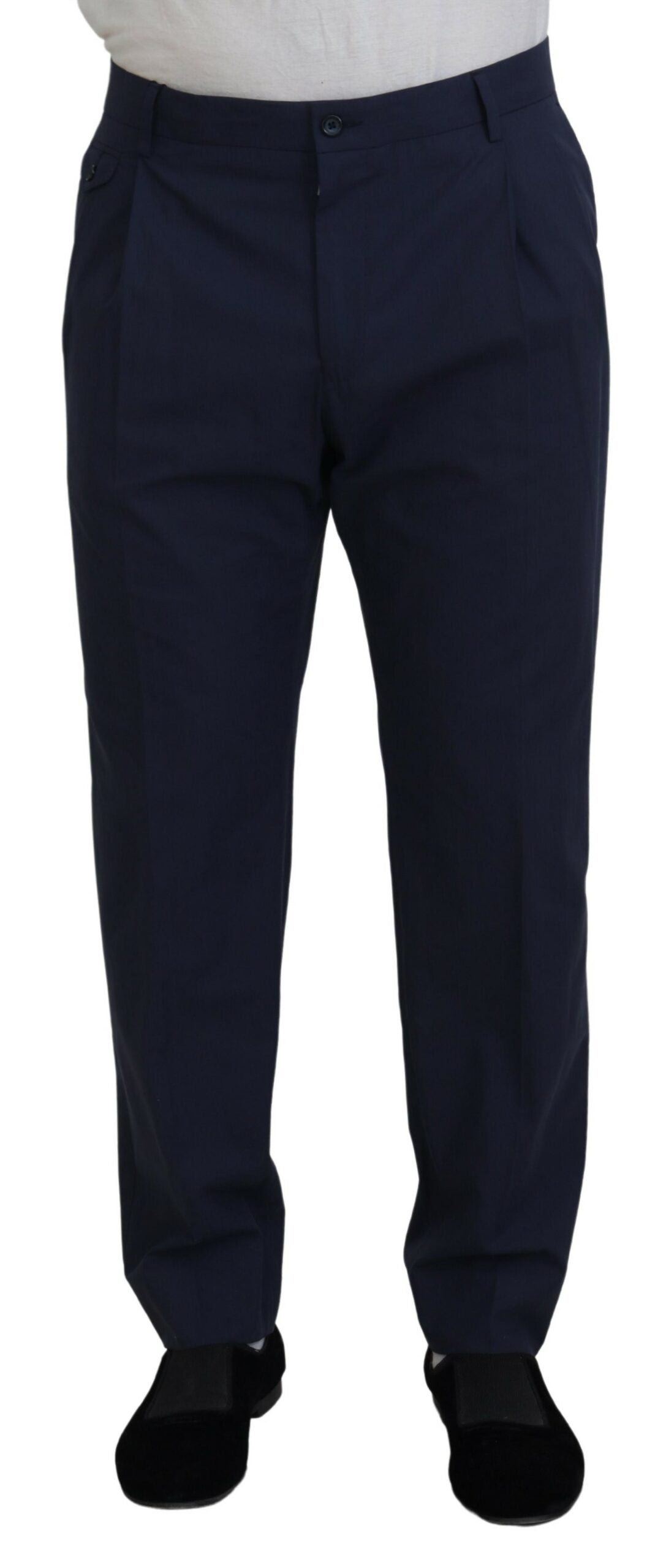 Dark Blue Cotton Chino Formal Pants Dolce & Gabbana