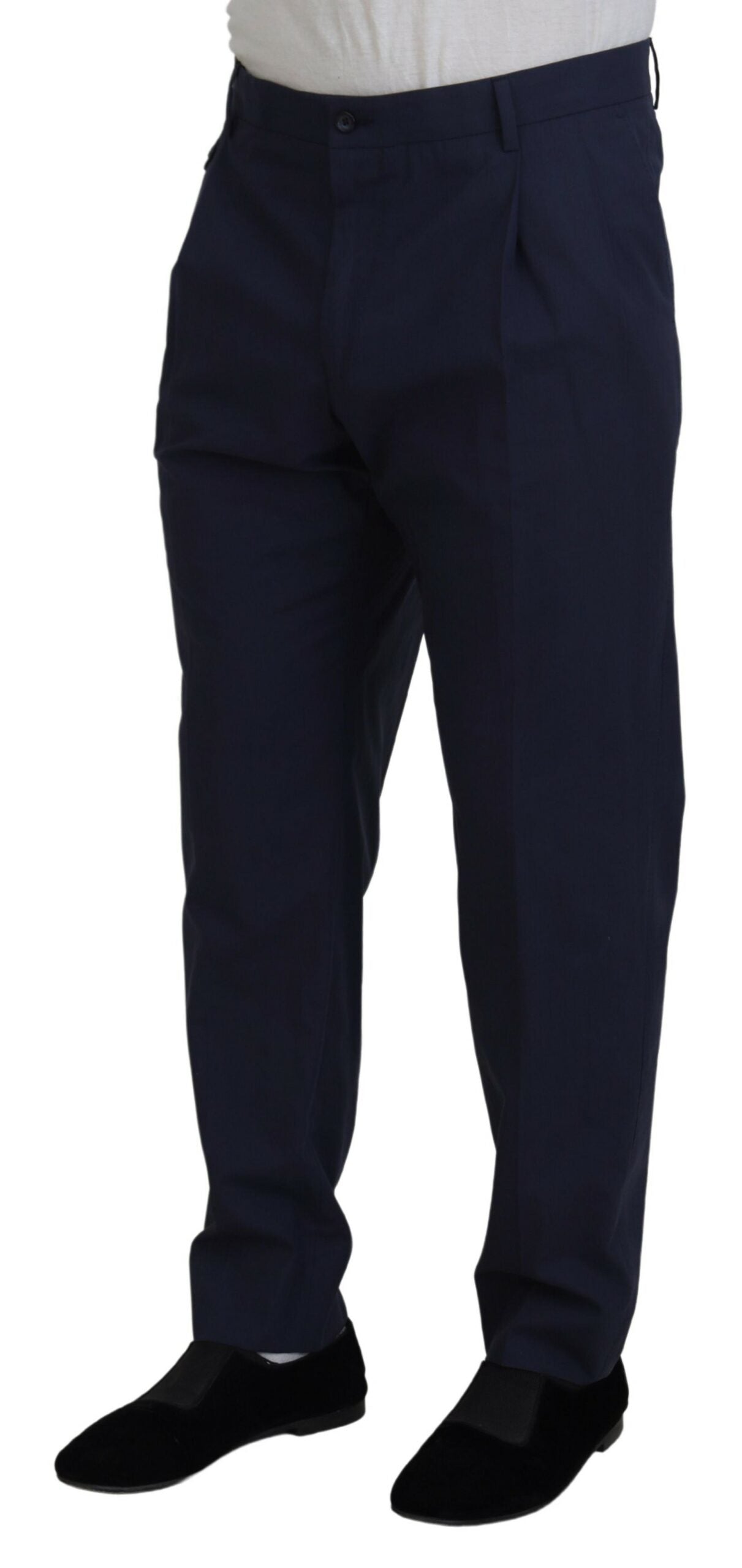 Dark Blue Cotton Chino Formal Pants Dolce & Gabbana