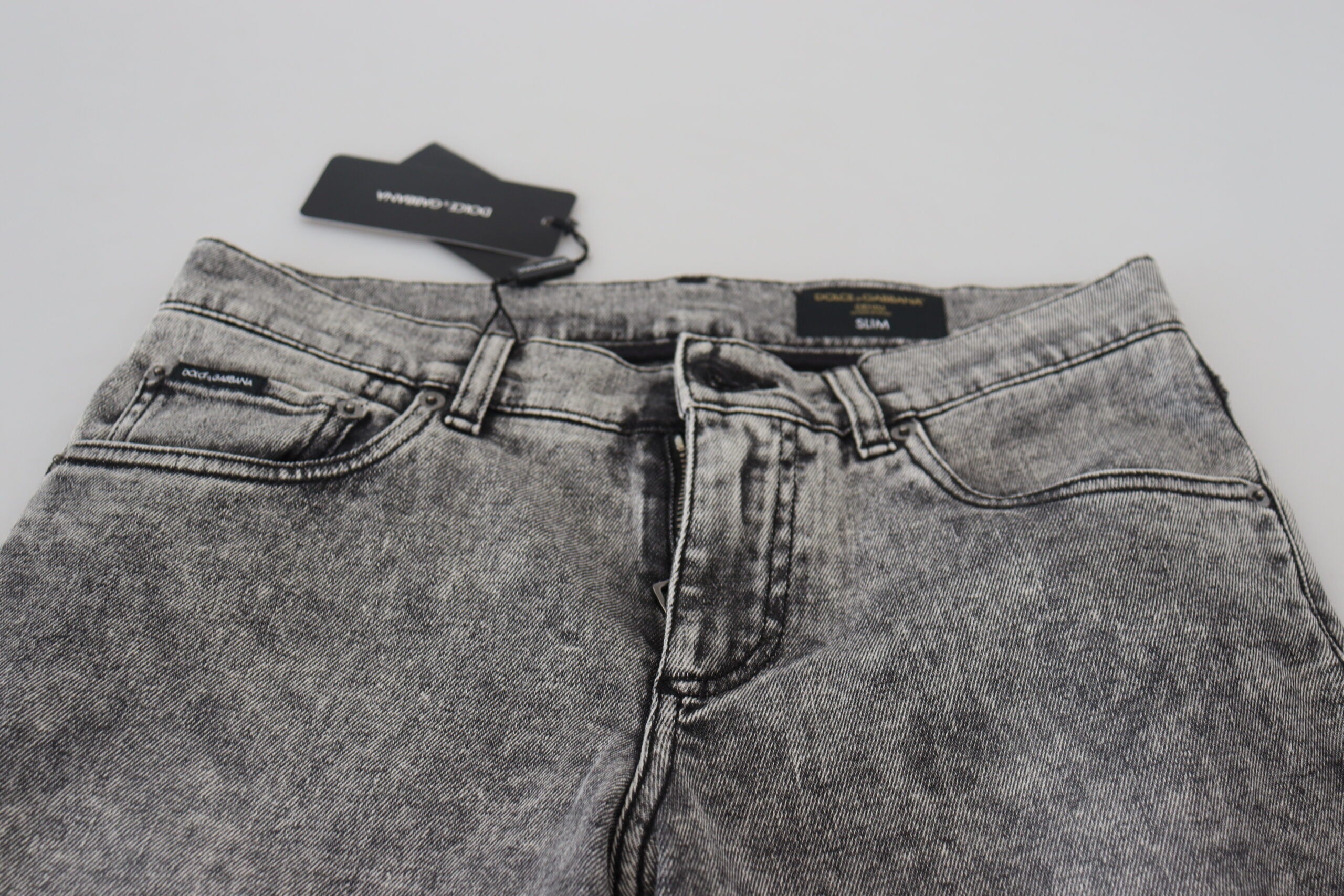 Grey Washed Cotton Slim Fit Men Denim Jeans Dolce & Gabbana