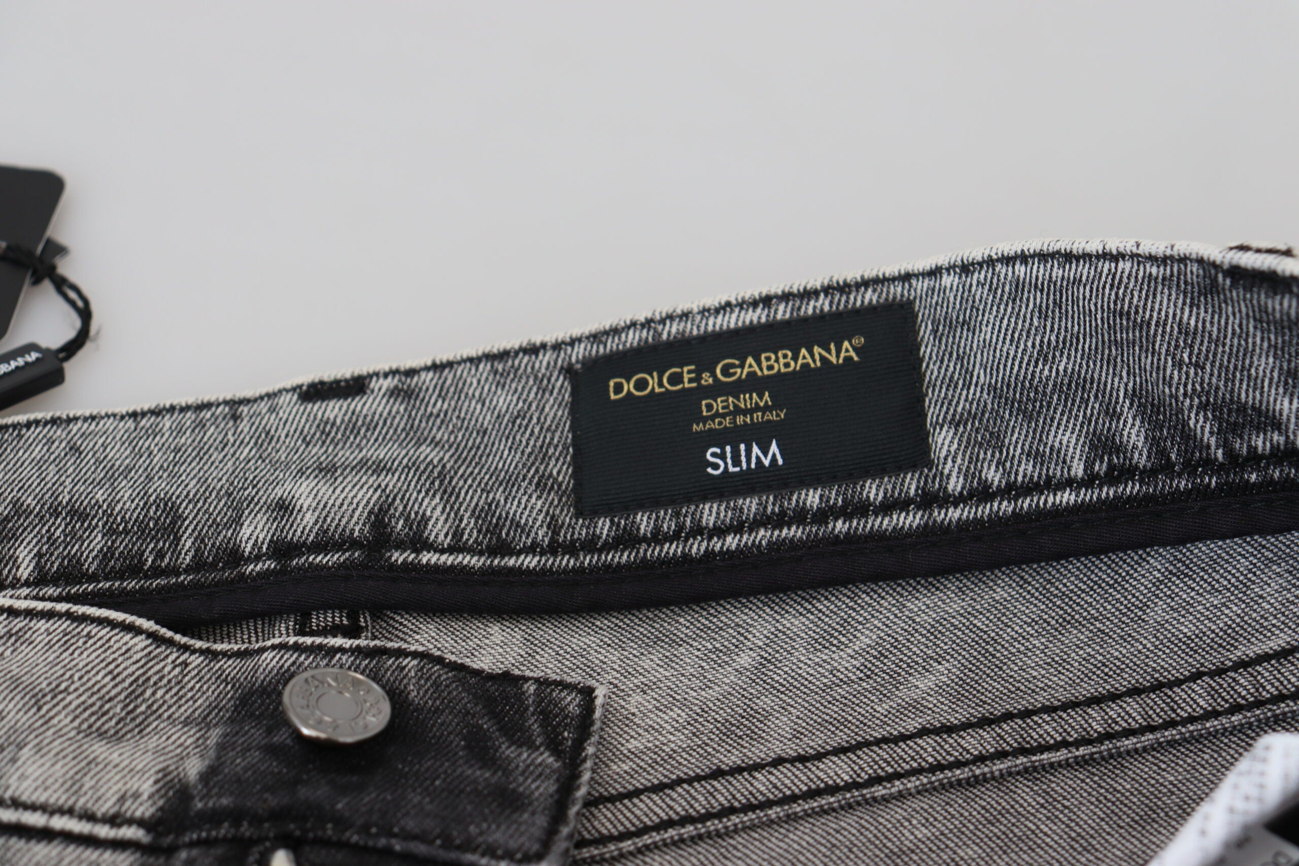 Grey Washed Cotton Slim Fit Men Denim Jeans Dolce & Gabbana