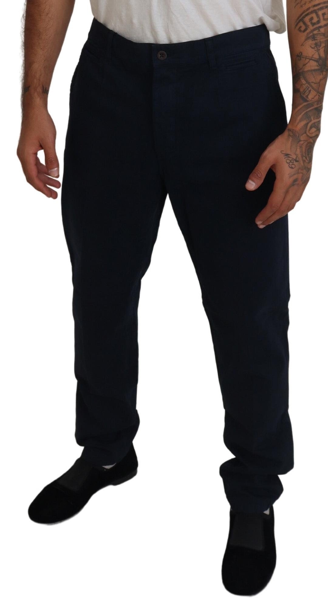 Blue Cotton Dress Formal Men Pants Dolce & Gabbana