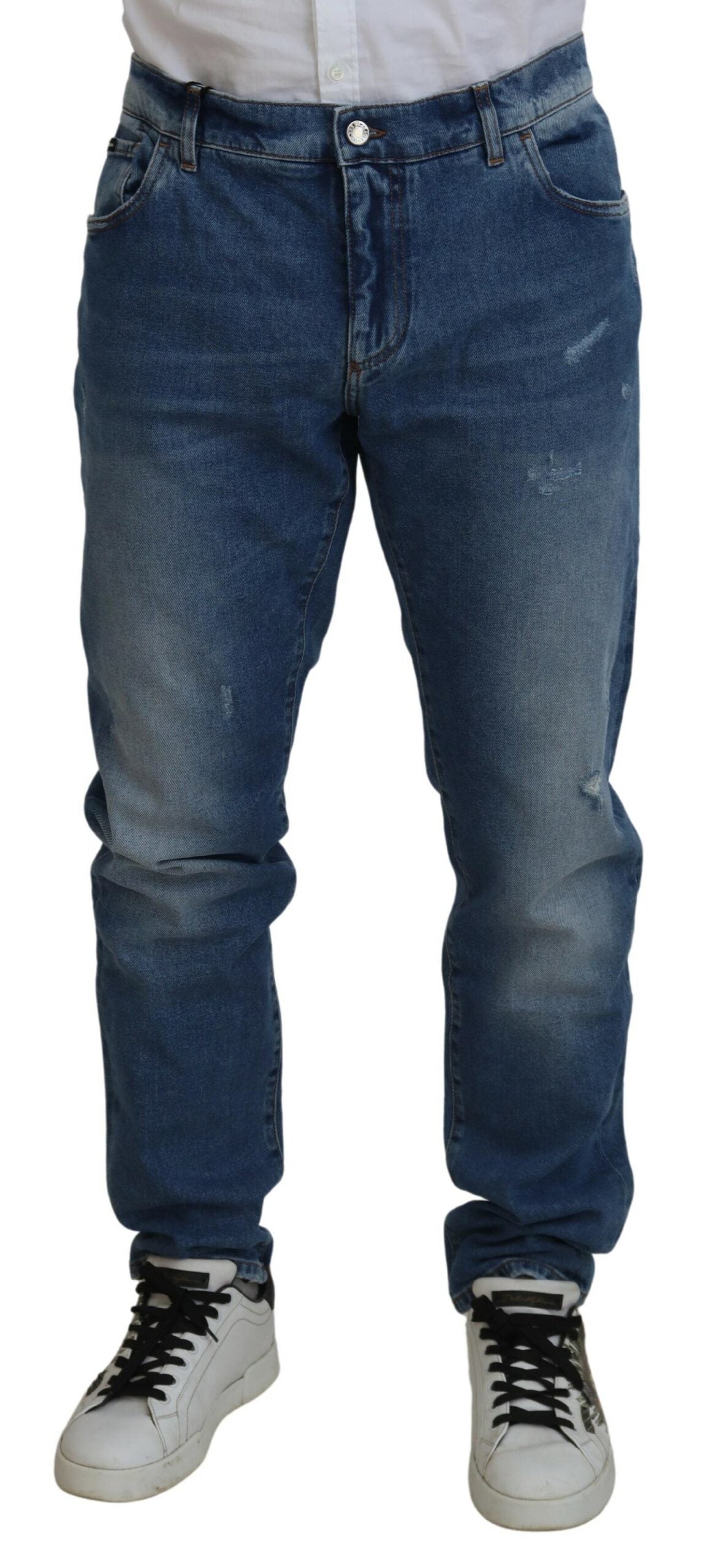 Blue Washed Skinny Cotton Denim Jeans Dolce & Gabbana
