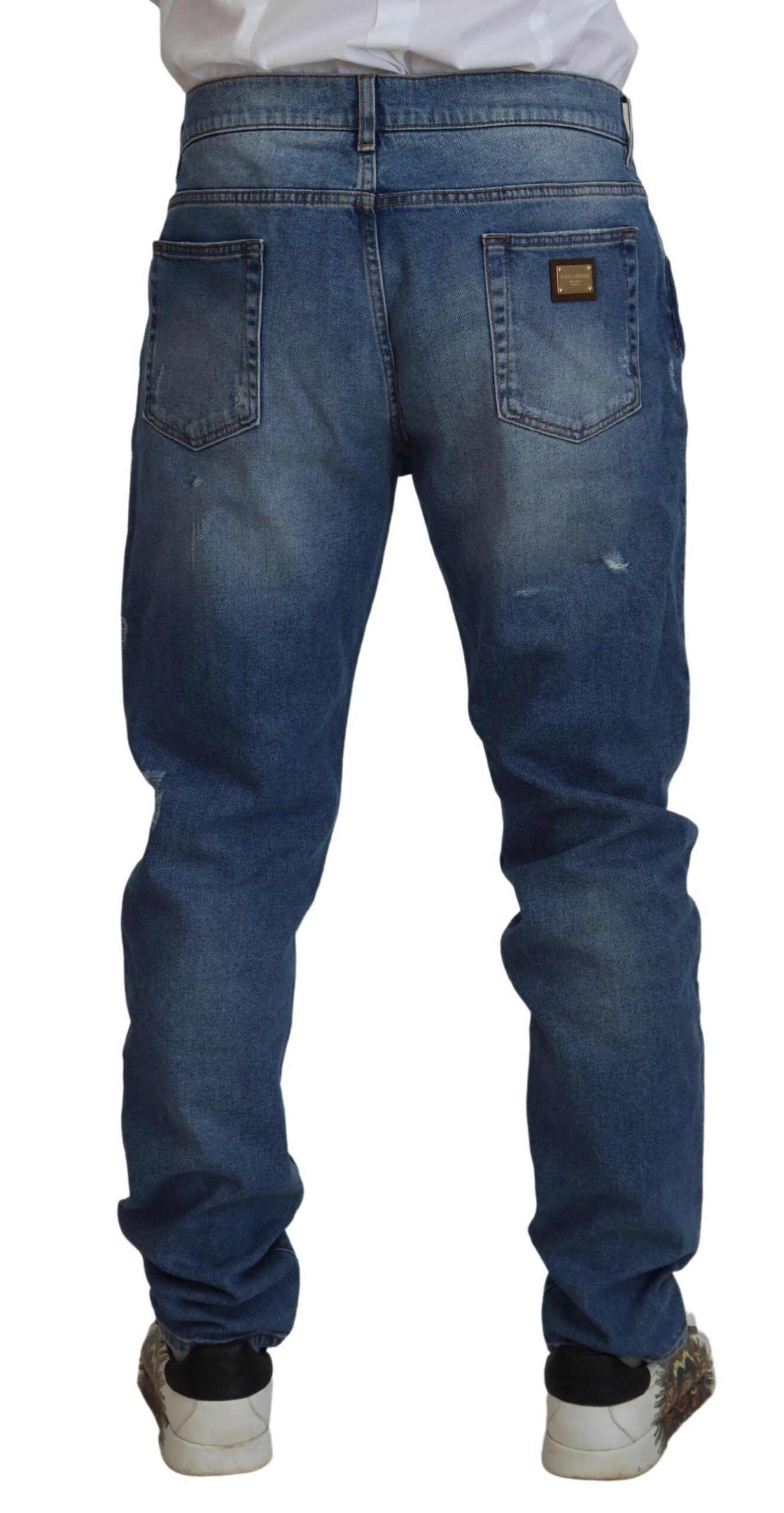 Blue Washed Skinny Cotton Denim Jeans Dolce & Gabbana
