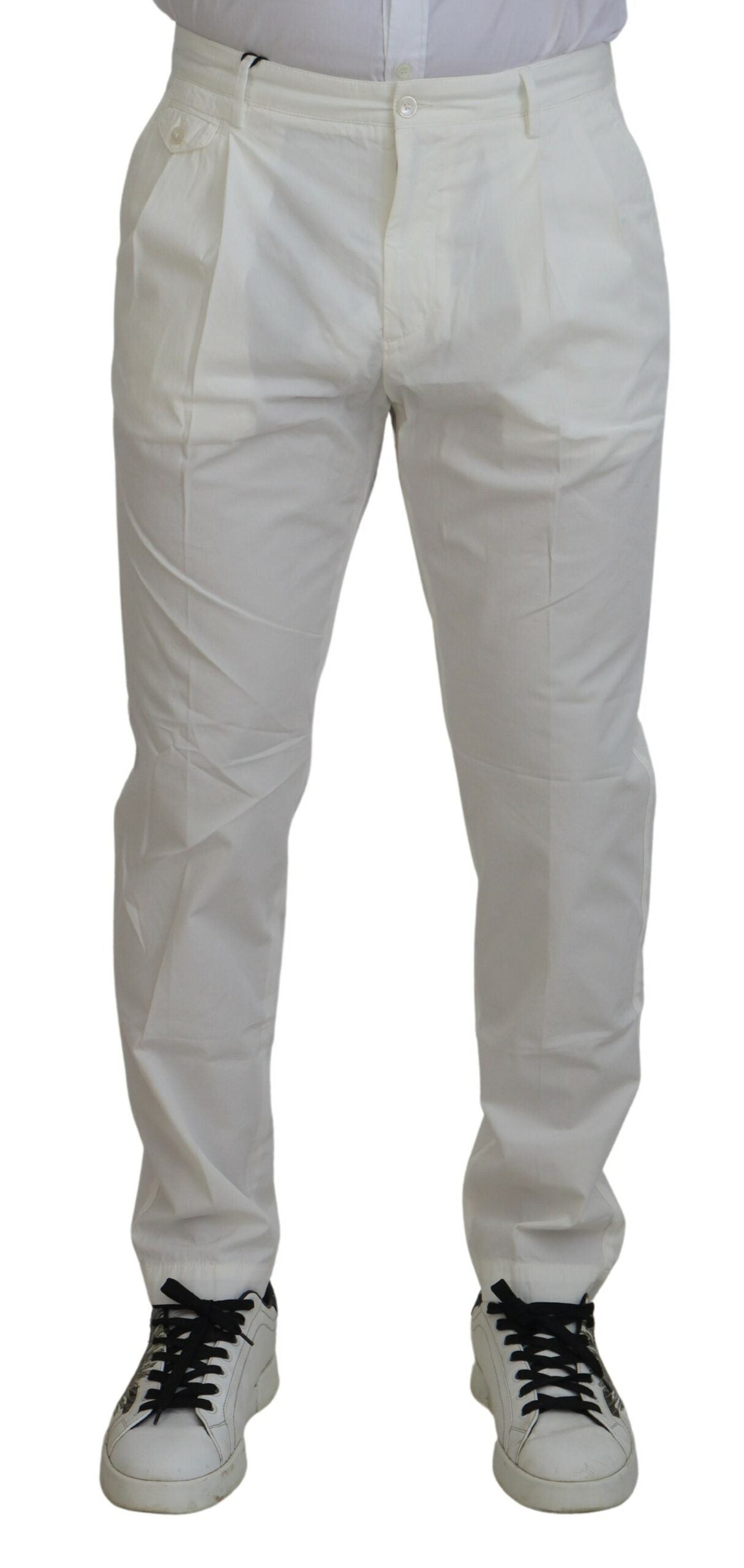 White Cotton Skinny Chino Pants Dolce & Gabbana