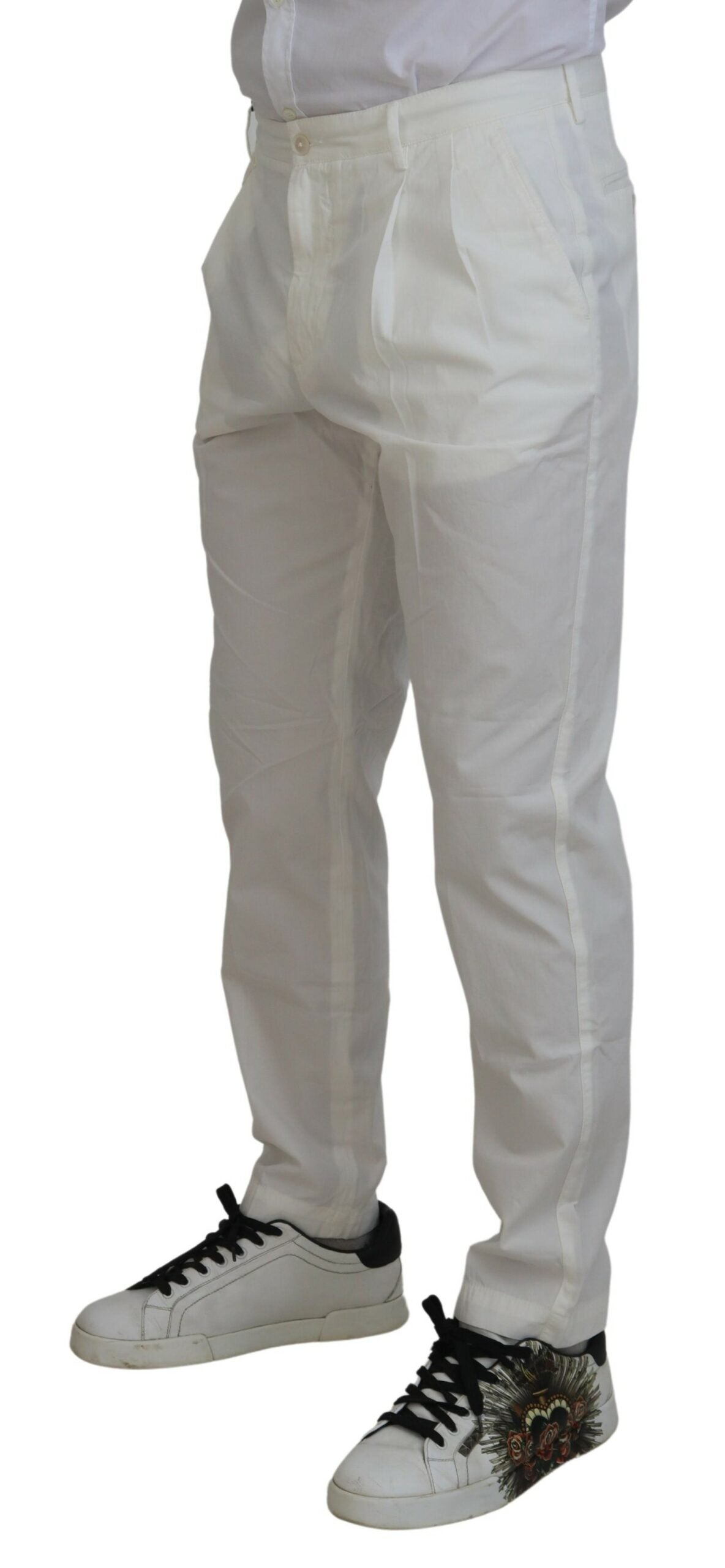 White Cotton Skinny Chino Pants Dolce & Gabbana