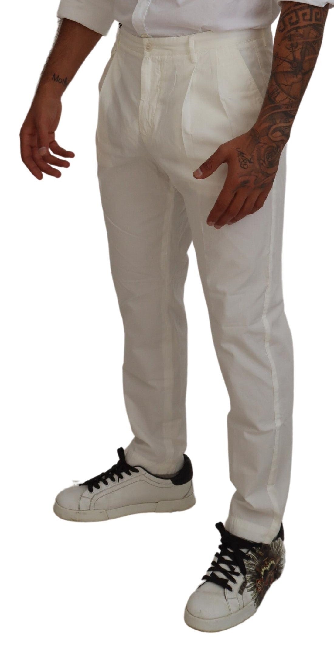 White Cotton Skinny Chino Pants Dolce & Gabbana