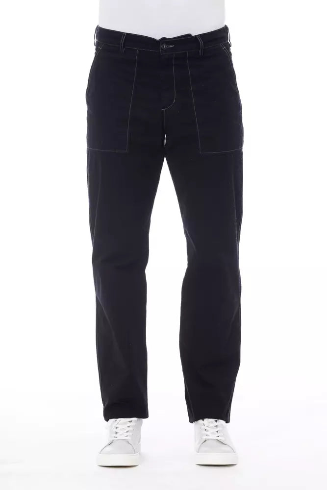 Blue Cotton Men Pant Alpha Studio