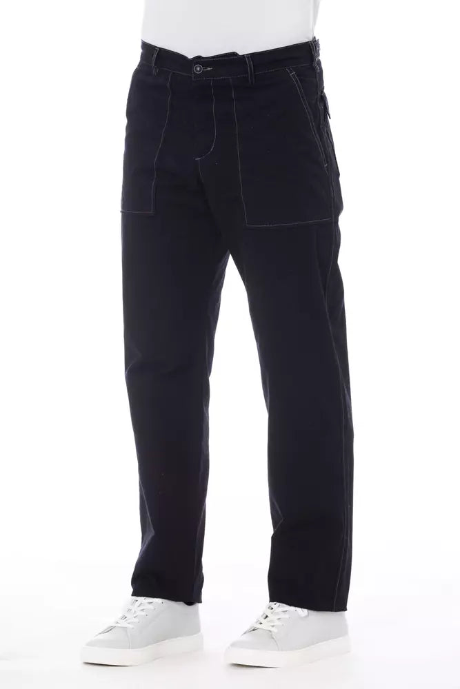 Blue Cotton Men Pant Alpha Studio