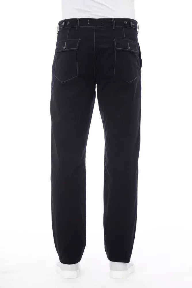 Blue Cotton Men Pant Alpha Studio
