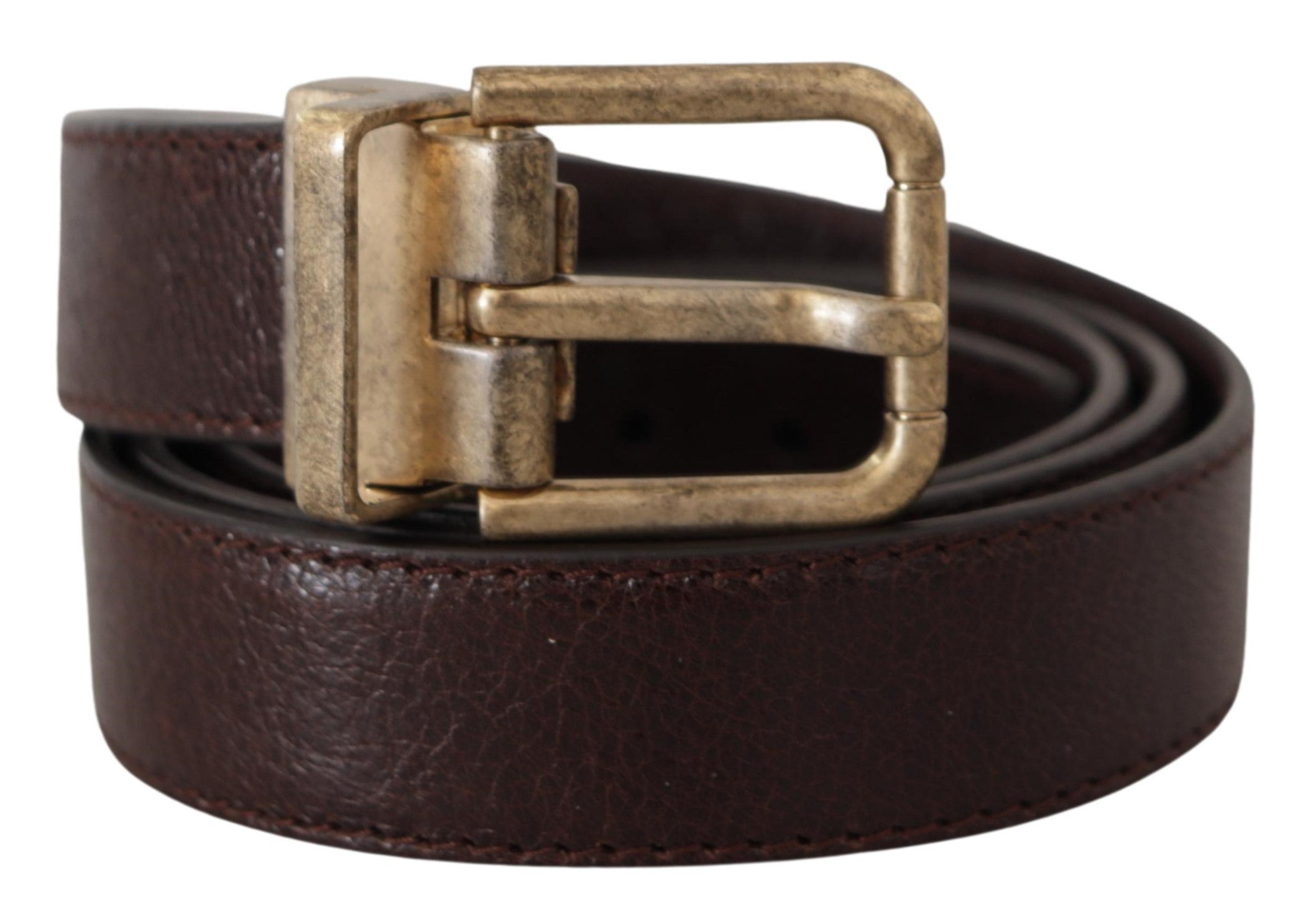 Brown Calf Leather Vintage Logo Metal Buckle Belt Dolce & Gabbana