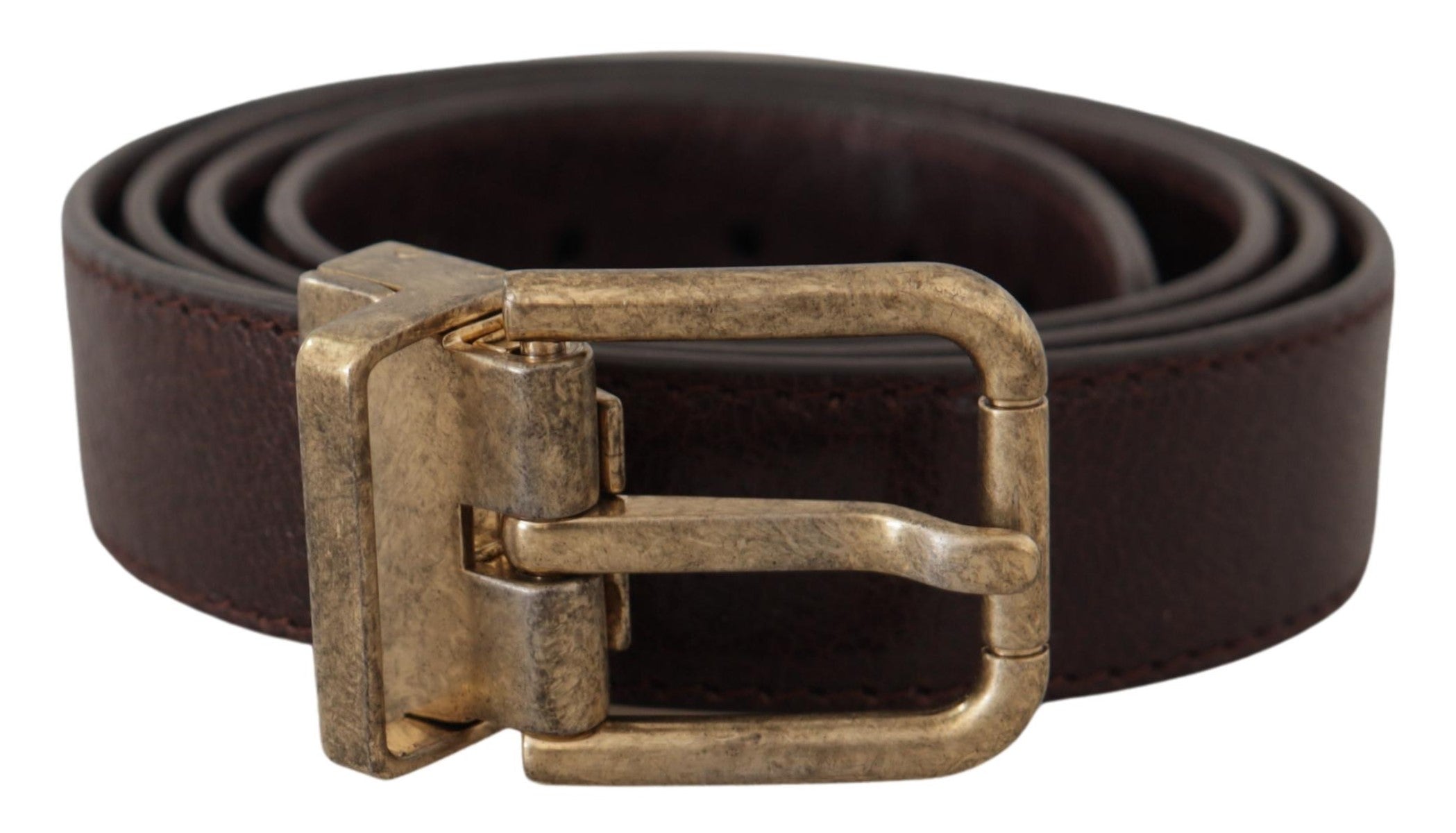 Brown Calf Leather Vintage Logo Metal Buckle Belt Dolce & Gabbana