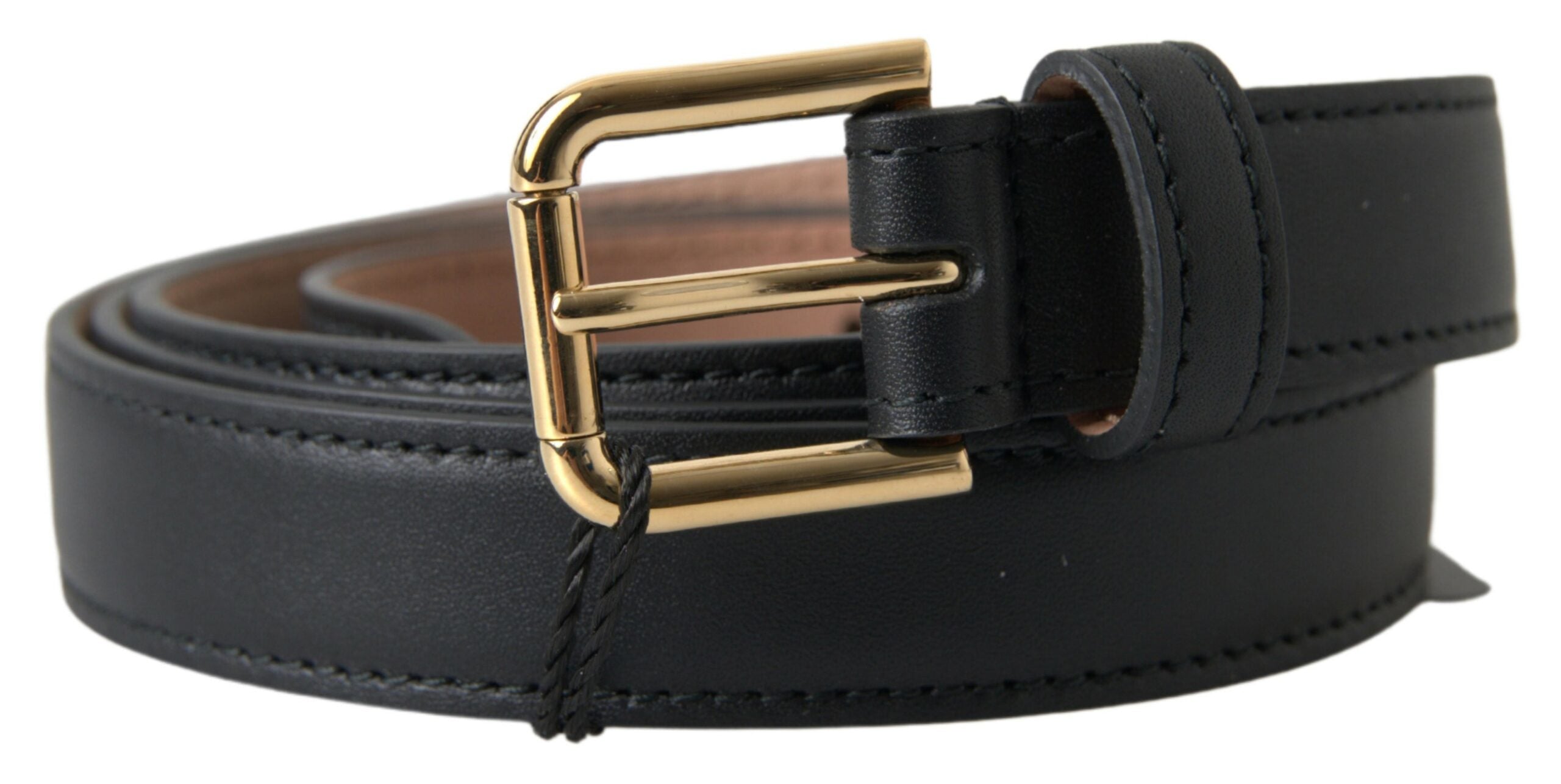 Black Leather Gold Tone Metal Buckle Belt Dolce & Gabbana