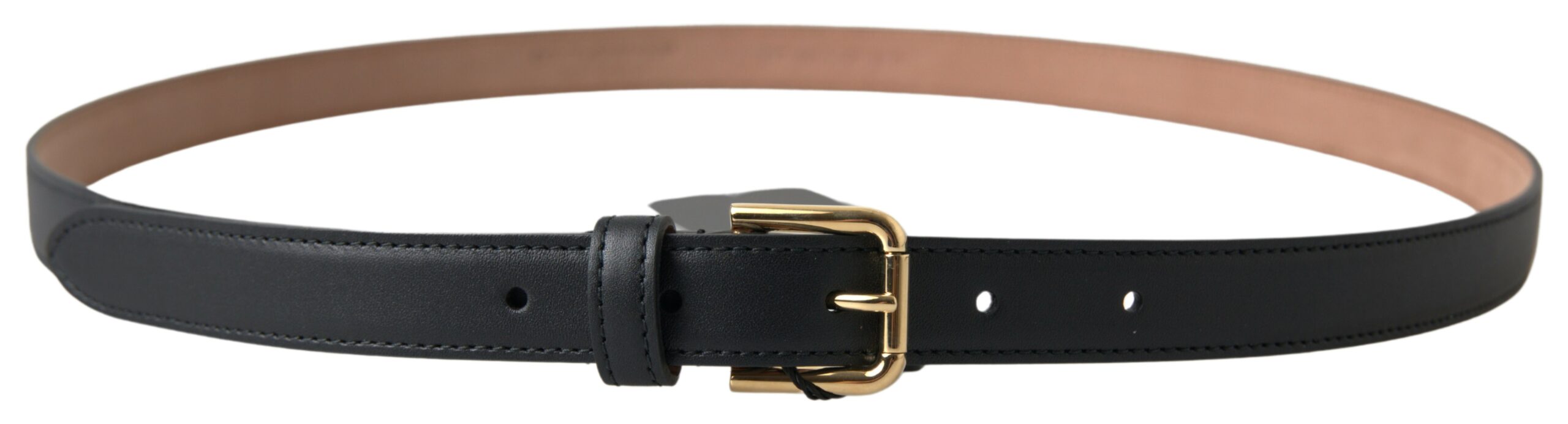 Black Leather Gold Tone Metal Buckle Belt Dolce & Gabbana