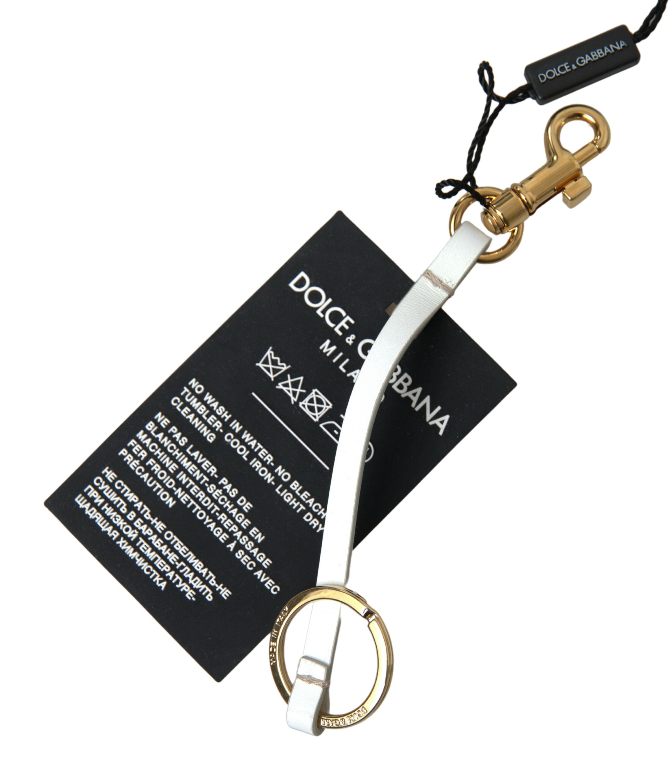 Black Silicone DG Logo Gold Brass Keychain Dolce & Gabbana