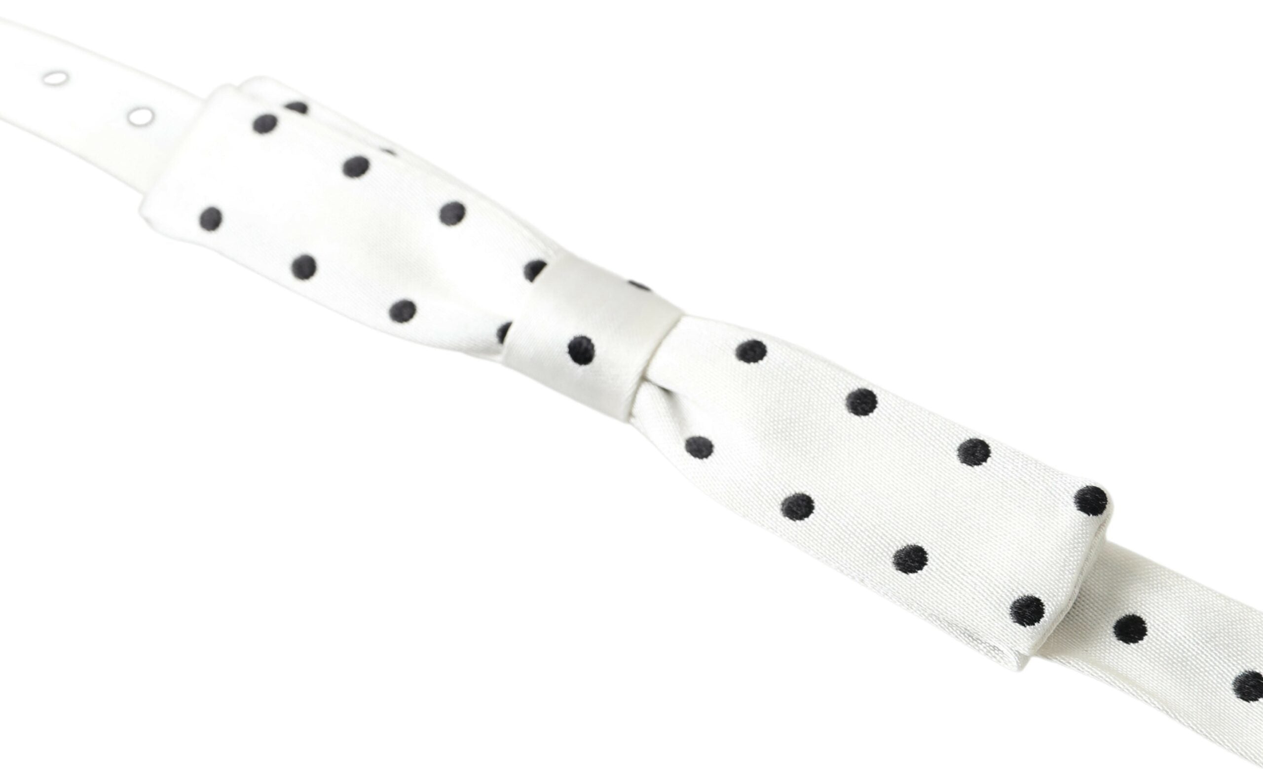 White Silk Polka Dot Adjustable Neck Men Bow Tie Dolce & Gabbana