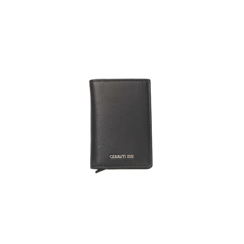 Black Calfskin Men Wallet Cerruti 1881