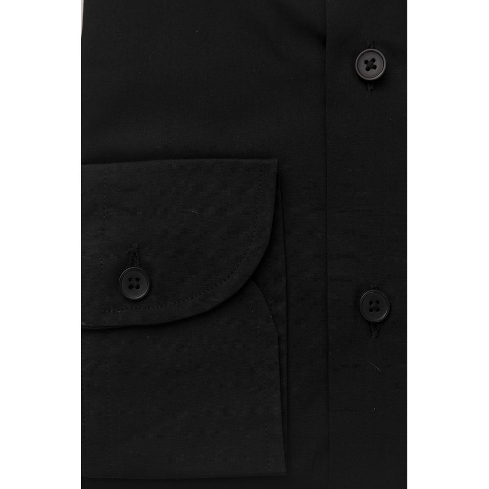 Black Cotton Men's Slim Shirt Bagutta