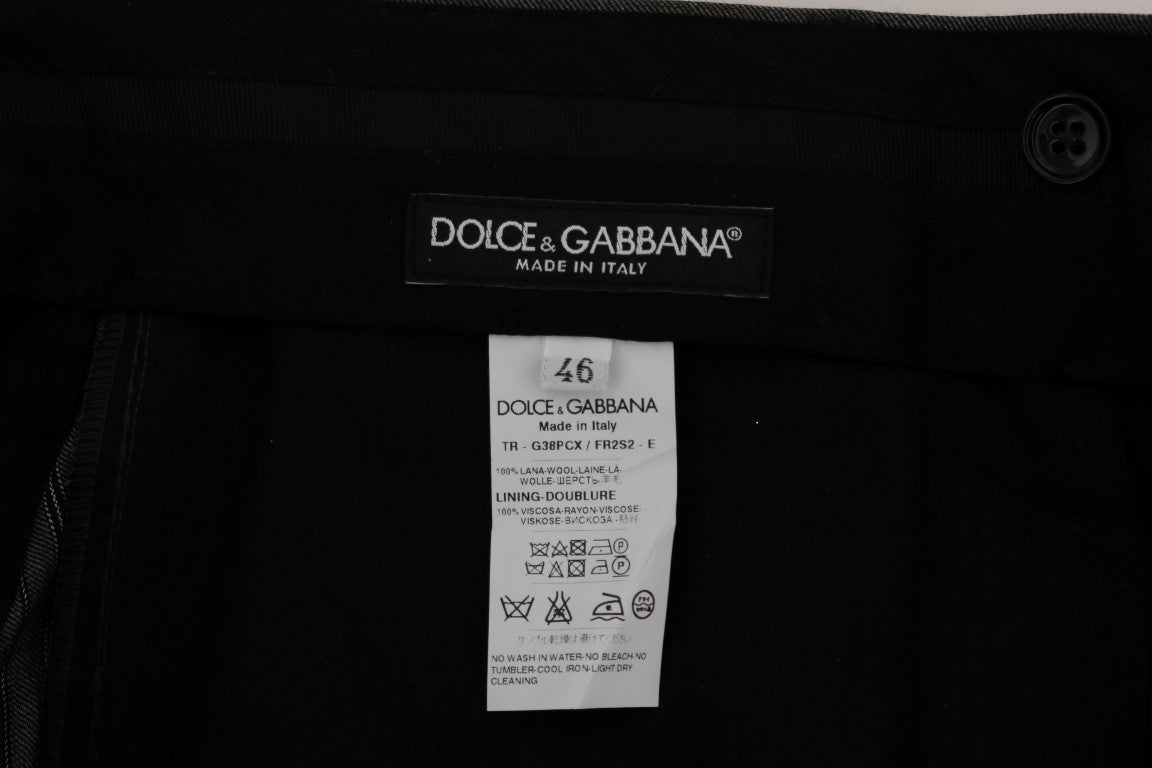 Gray Wool Striped Formal Pants Dolce & Gabbana