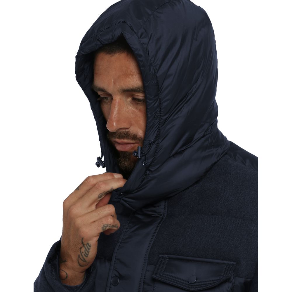 Blue Wool Men Jacket Yes Zee