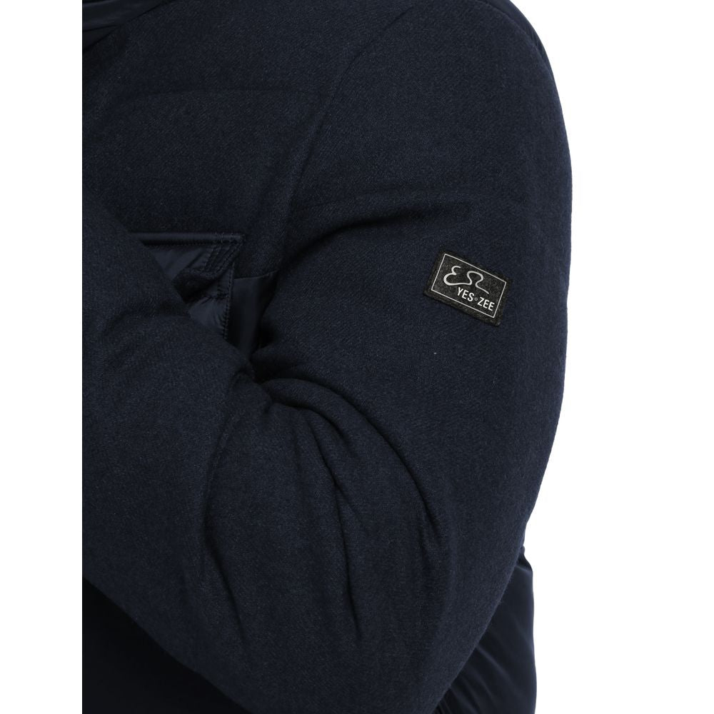 Blue Wool Men Jacket Yes Zee