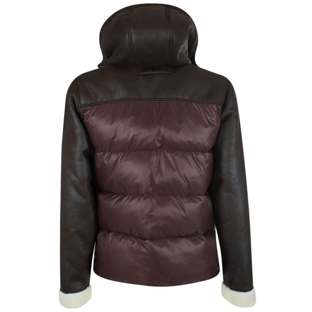 Brown Nylon Men's Quilted Jacket Yes Zee