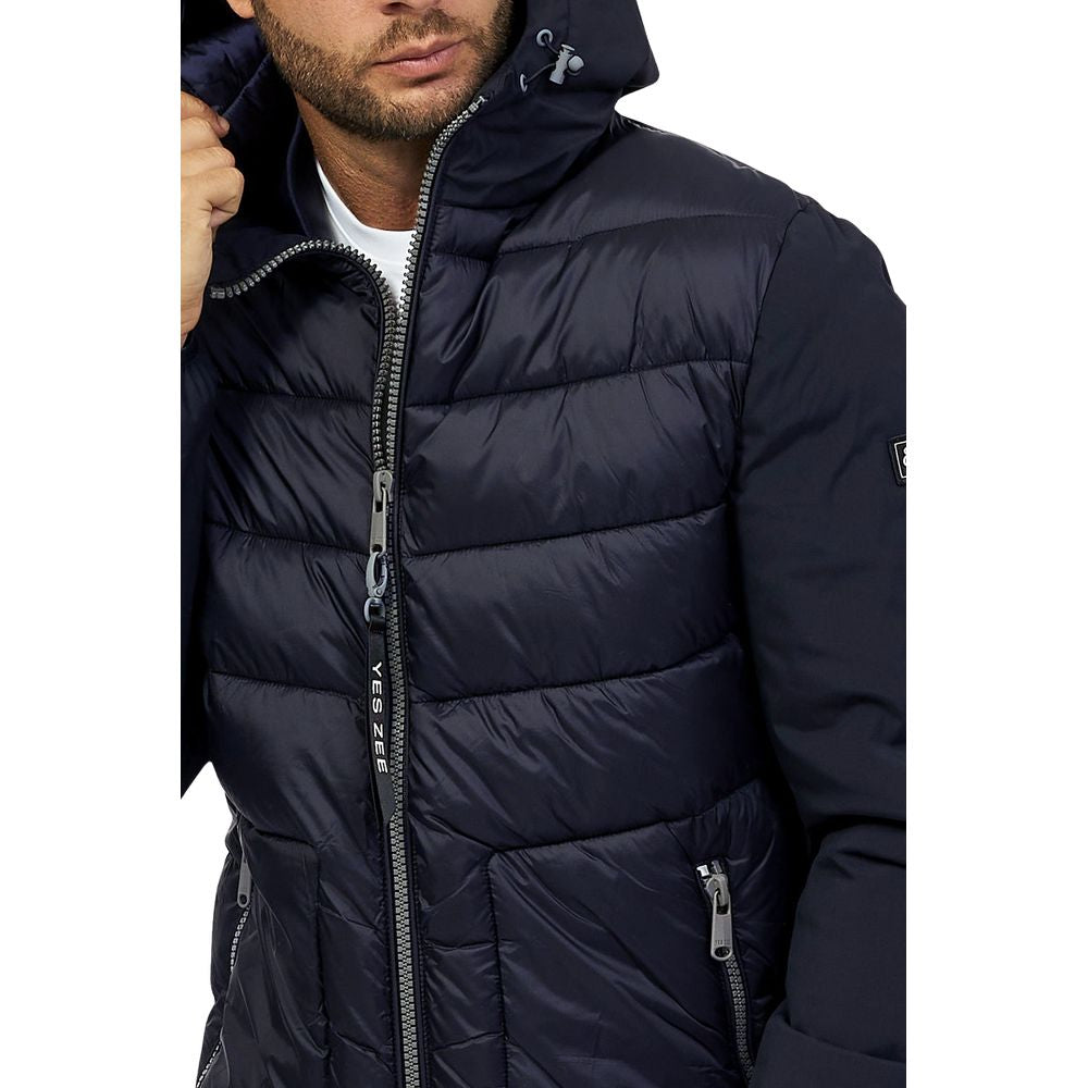 Blue Nylon Men Jacket Yes Zee