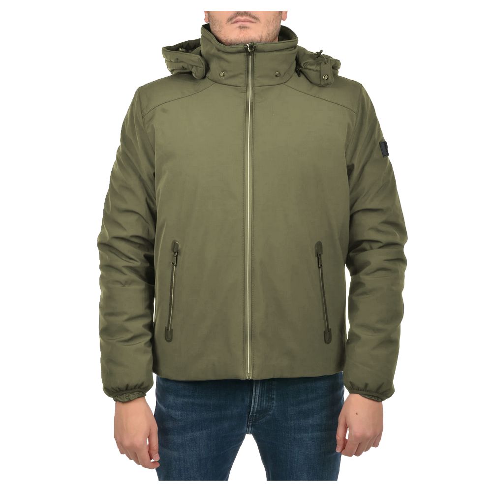 Green Nylon Men Jacket Yes Zee