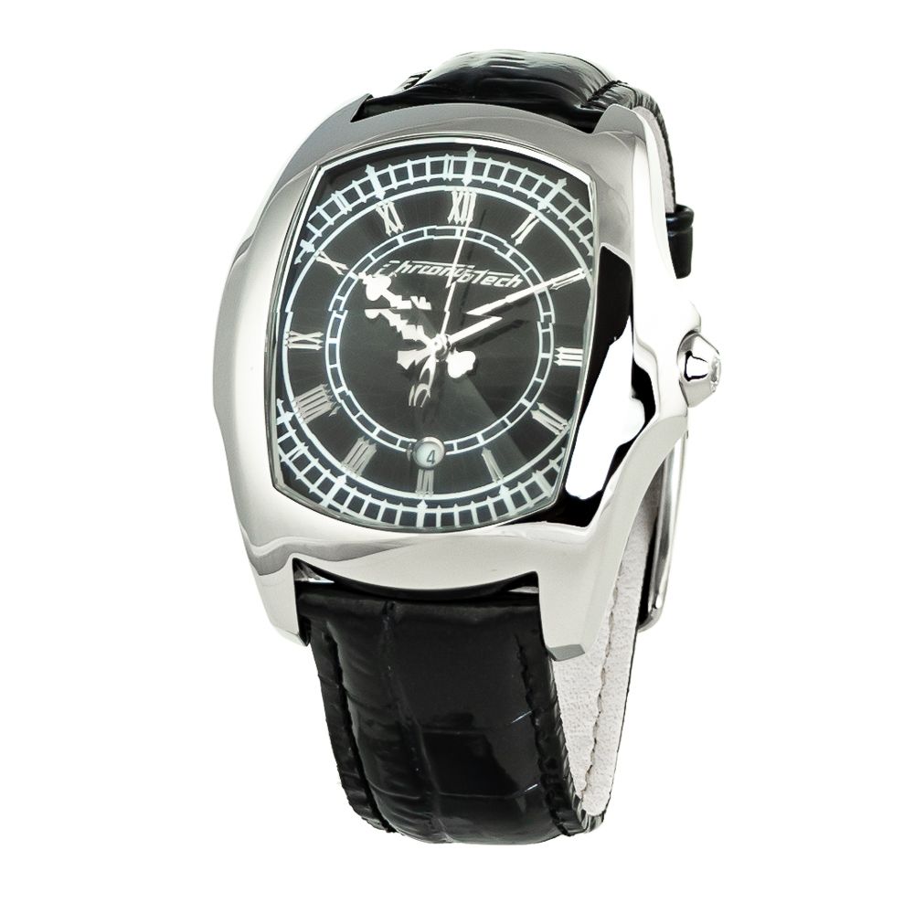 Black Leather Watch Chronotech