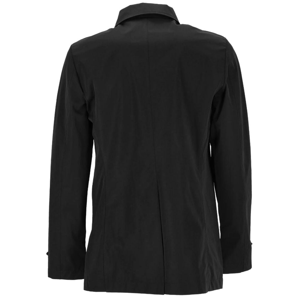 Black Polyester Men's Trench Jacket Yes Zee