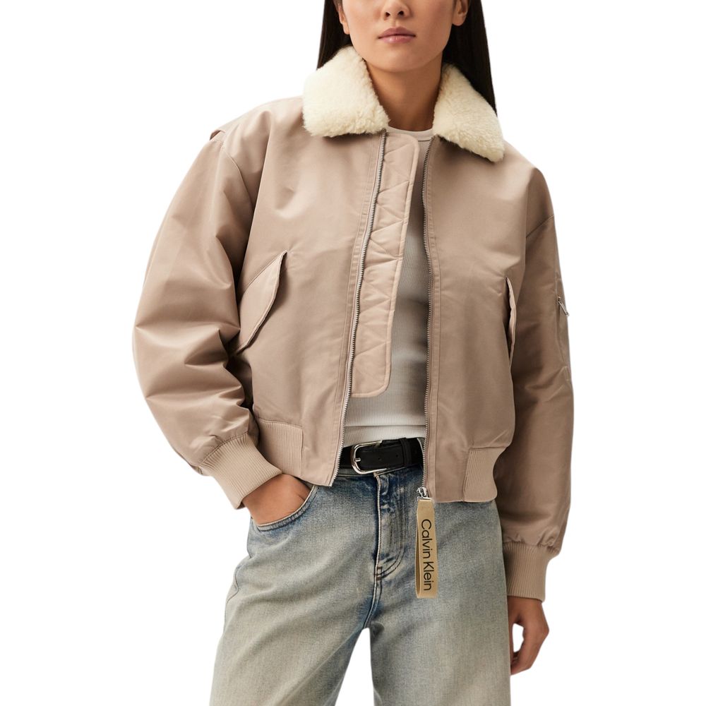 Beige Polyester Jackets & Coat Calvin Klein Jeans