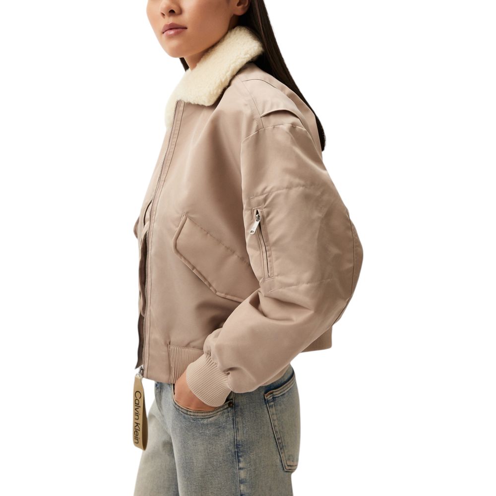Beige Polyester Jackets & Coat Calvin Klein Jeans