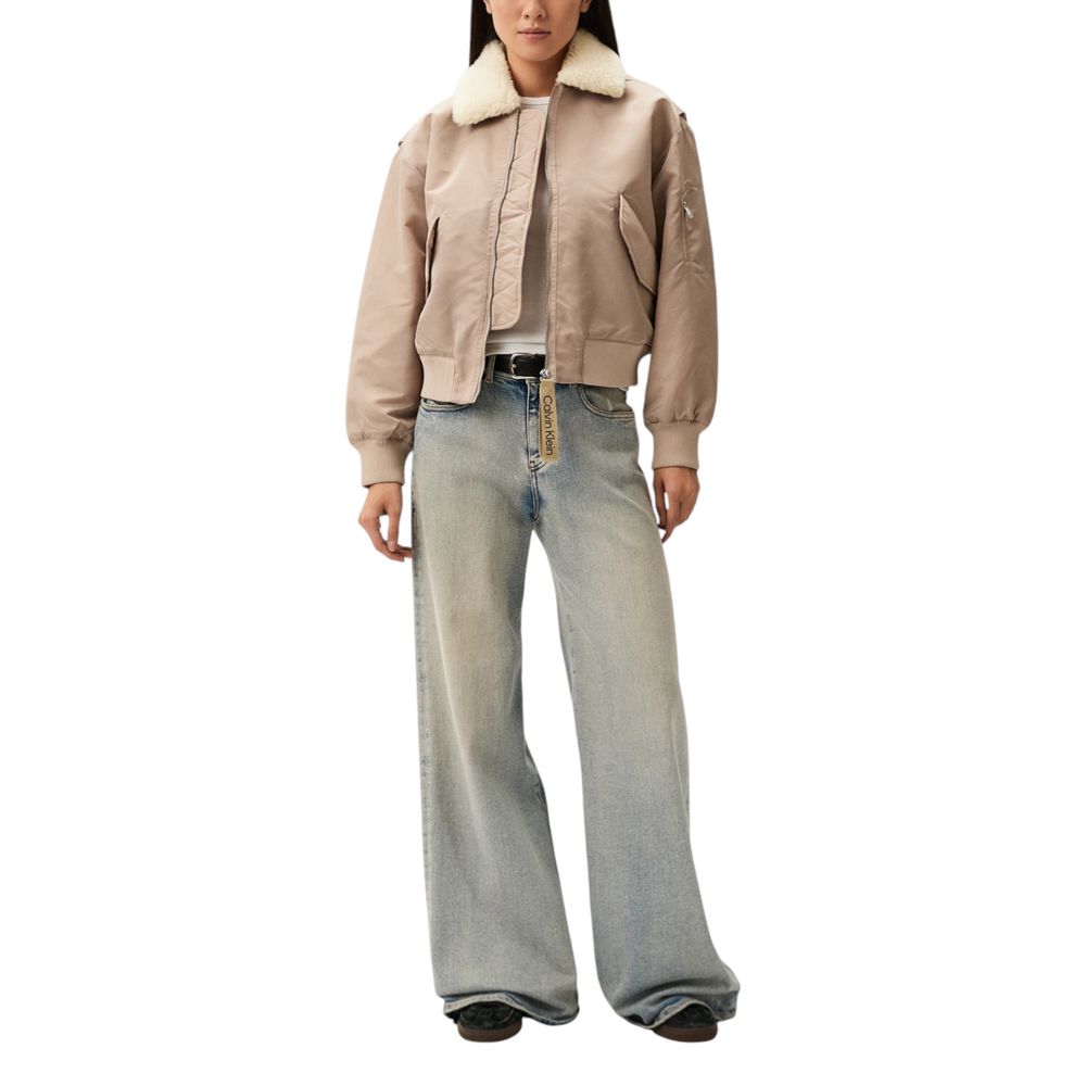 Beige Polyester Jackets & Coat Calvin Klein Jeans