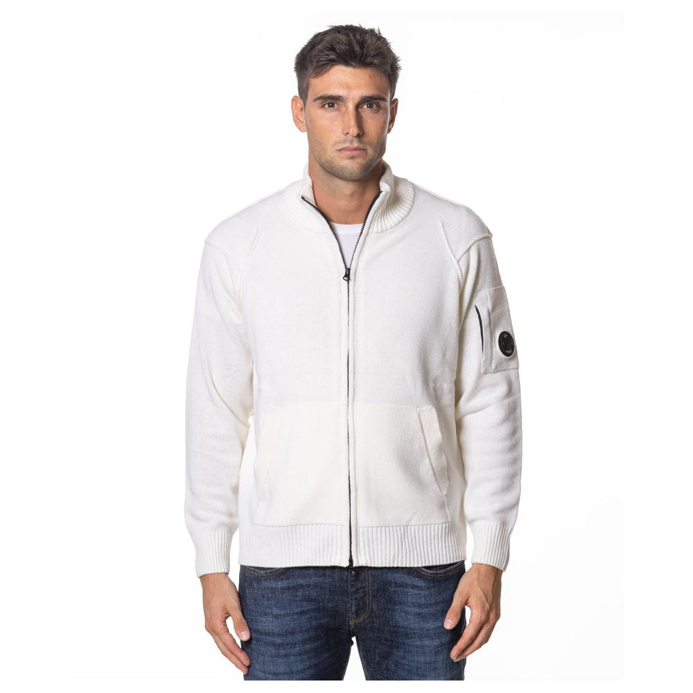 White Wool Men Cardigan C.P. Company