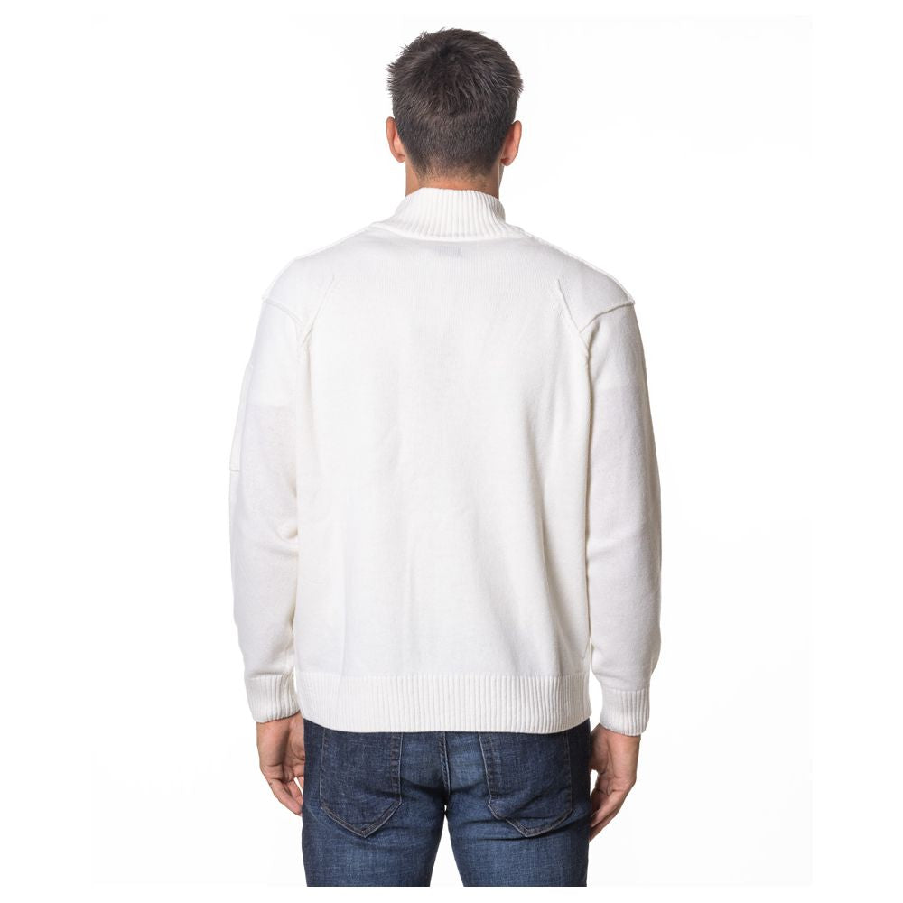 White Wool Men Cardigan C.P. Company