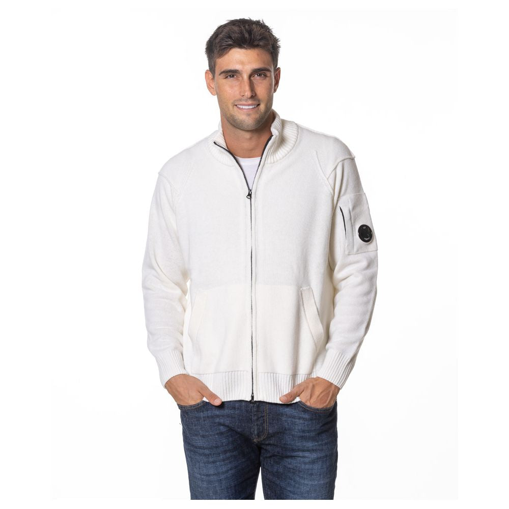 White Wool Men Cardigan C.P. Company