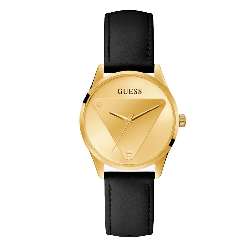 Black Leather Watch Guess