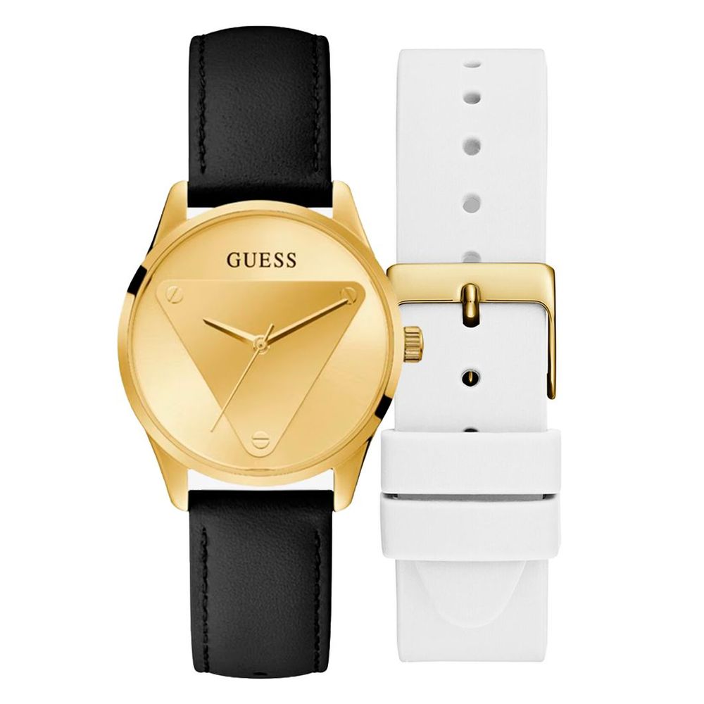 Black Leather Watch Guess
